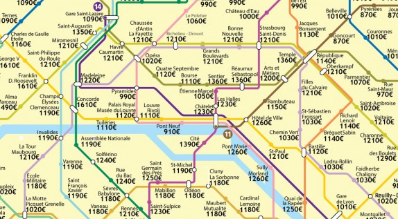 Une carte des loyers parisiens par station de métro