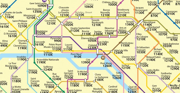 Une carte des loyers parisiens par station de métro