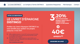 PSA Banque : le livret DISTINGO rémunère votre épargne à 3,20% brut pendant 2 mois