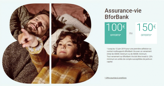 Assurance vie : jusqu'à 150€ offerts pour toute première adhésion à un contrat BforBank Vie !