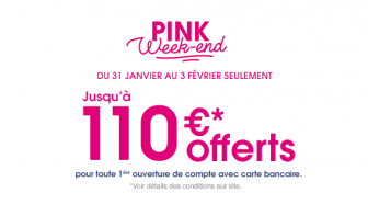 Boursorama Banque : jusqu'à 110 € offerts grâce au Pink Weekend