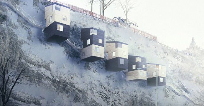 Immobilier : des architectes suédois inventent le concept de la maison suspendue