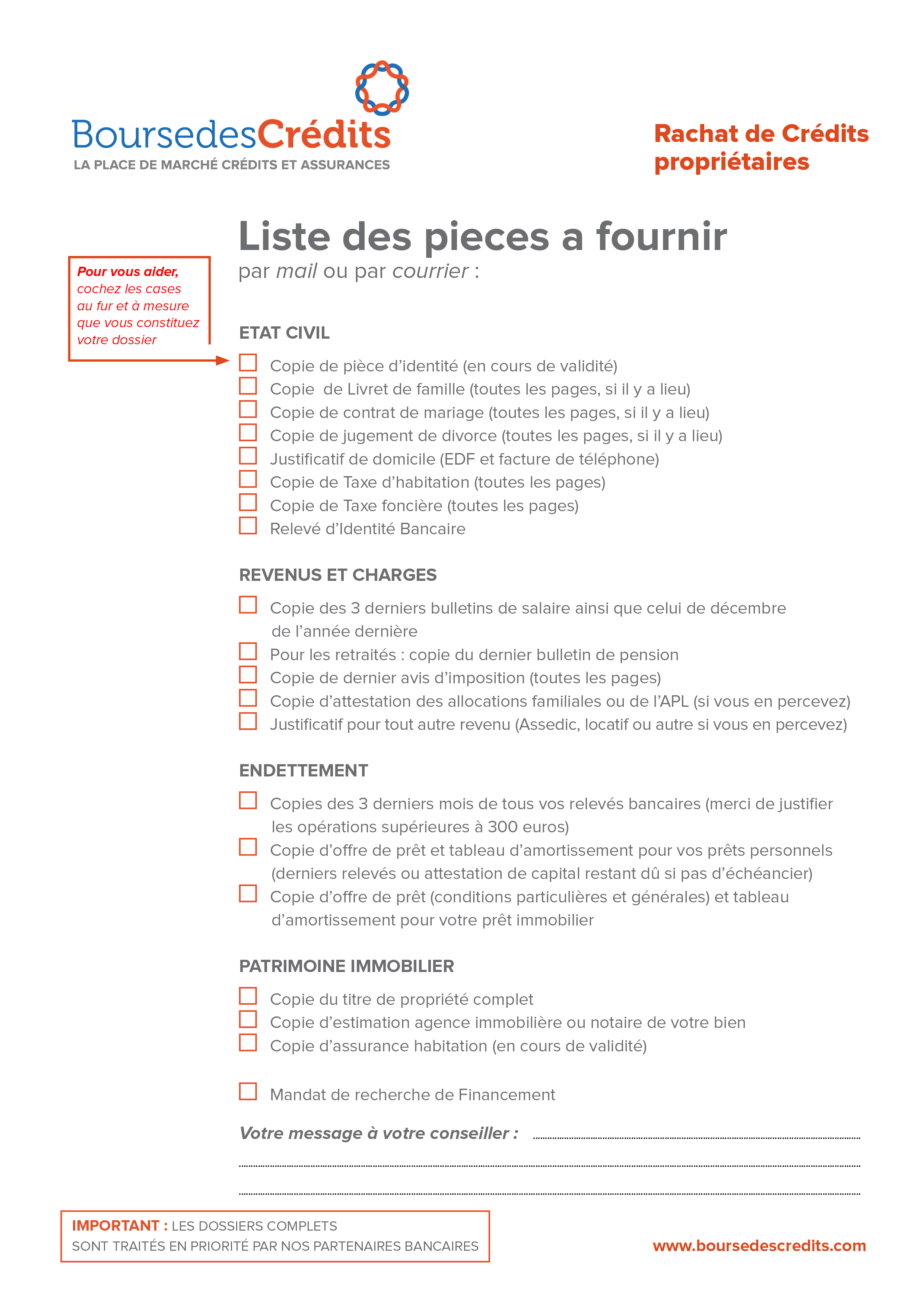 Constitution dossier rachat de credit  BoursedesCrédits